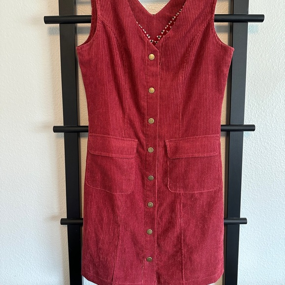 Skies Are Blue Dresses & Skirts - Red Corduroy Button-Down Dress